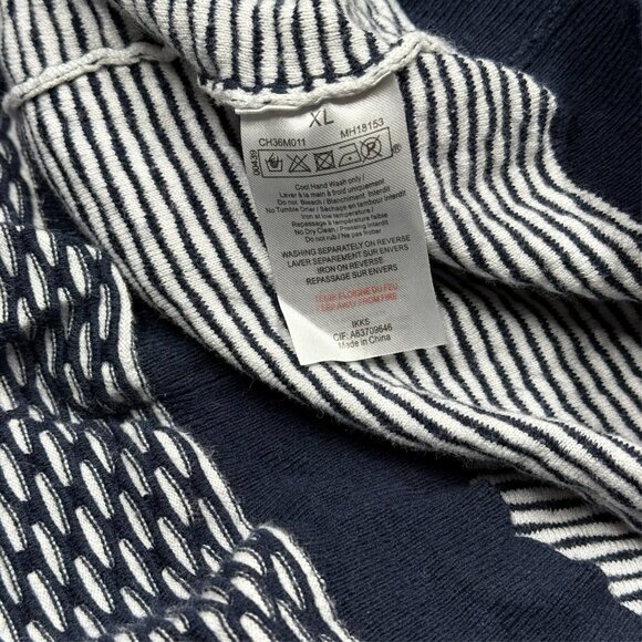 $275 IKKS Men Sweater Textured Knit Fabric Cotton Viscose Black/White XL - Picture 7 of 8